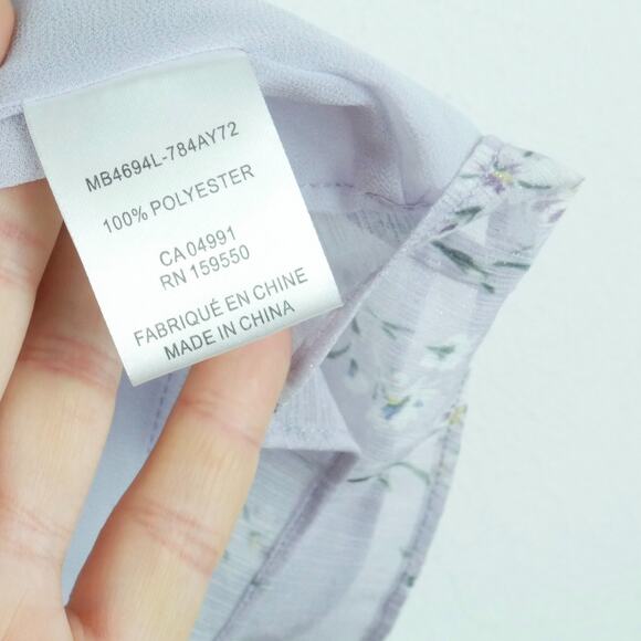 Women's Small Blouse Soft Floral Pastel Purple Cottagecore Romantic Feminine - Picture 6 of 7